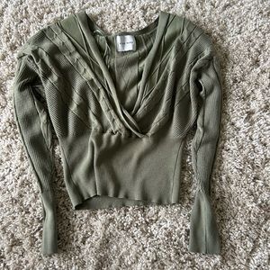 Pink Rose Green Sweater